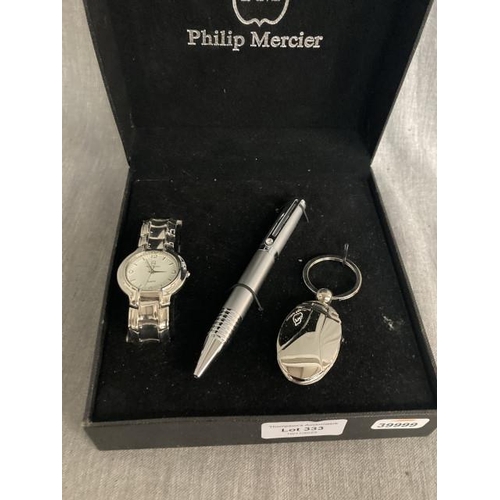 333 - Boxed Philip Mercier watch gift set (New)