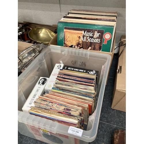 356 - 2 boxes of LPs & 45s, including,  Russ Conway, Pat Boone, etc.