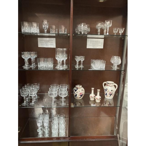 372 - Selection of cut glasses including tumblers, red wine glasses, champagne flutes etc