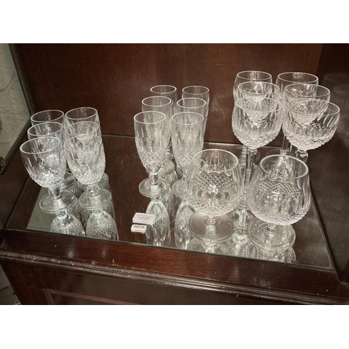 376 - Cut glass including white wine, red wine and brandy glasses (Some marked Waterford)