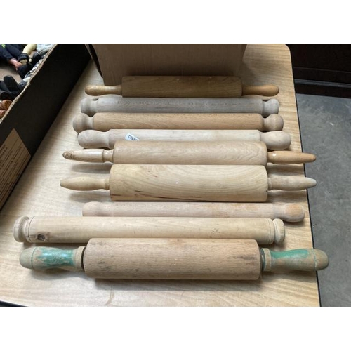 379 - 9 wooden rolling pins