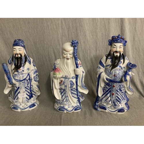 390 - 3 ceramic Chinese House Gods 40cm high approximately