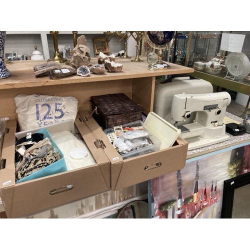 398 - NECCHI Lycia 522 Italian sewing machine with foot pedal and assorted sewing requisites