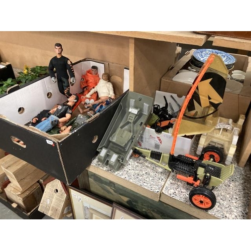 402 - 10 Action Man figures, Action Man SAR boat, Action Man beach buggy, accessories inc. boots, life jac... 