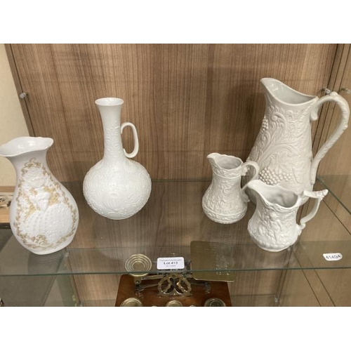 413 - 3 Portmeirion jugs,  Kaiser Rhapsodie vase and a Kaiser jug