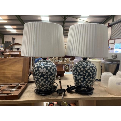 430 - Pair of Hills Interiors table lamps with shades 47cm