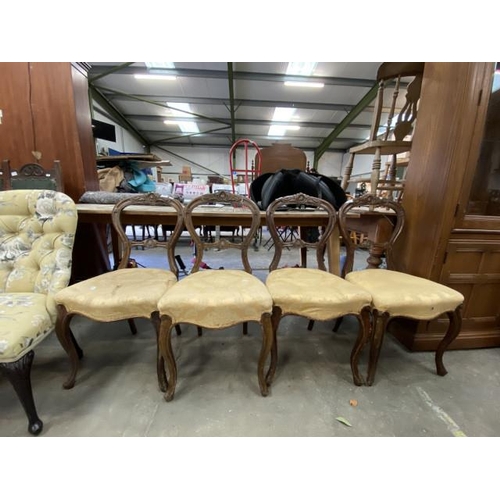 84 - 4 Victorian mahogany balloon back chairs 45W