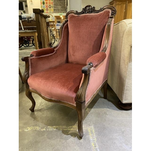 93 - Victorian mahogany upholstered ladies chair 67W