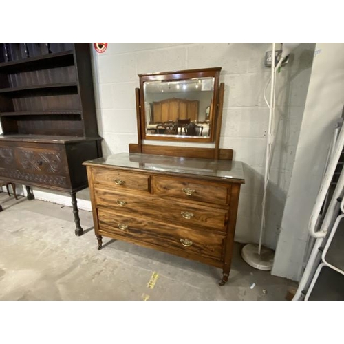 94 - Edwardian mahogany dressing chest 147H 114W 53D