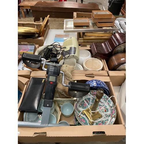 479 - 8 boxes of collectables including photograph frames, tagine, LP’s & 78’s, vintage clothing etc