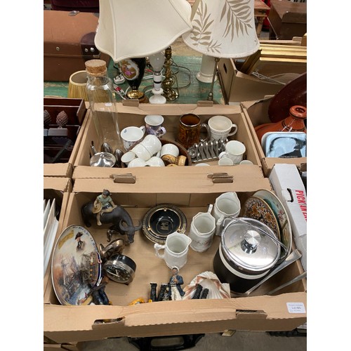 480 - 10 boxes of collectables including Paragon “Fiona” coffee set, stoneware bread crock, dressing table... 