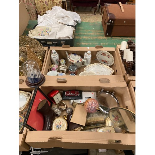 480 - 10 boxes of collectables including Paragon “Fiona” coffee set, stoneware bread crock, dressing table... 