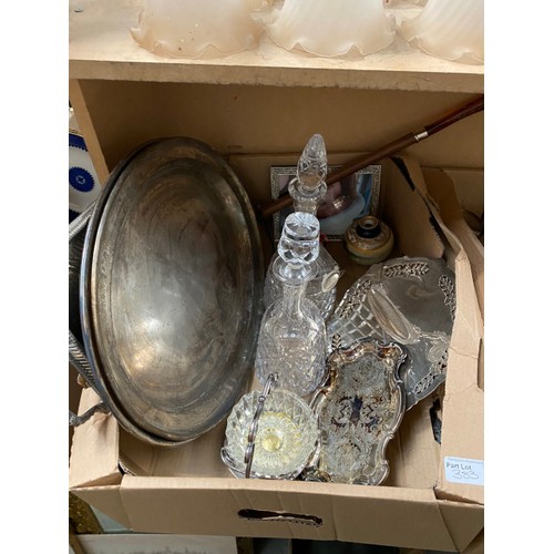 383 - Quantity of silver plated ware including, ice bucket, cutlery, trays, sauce boats, cream and sugar c... 