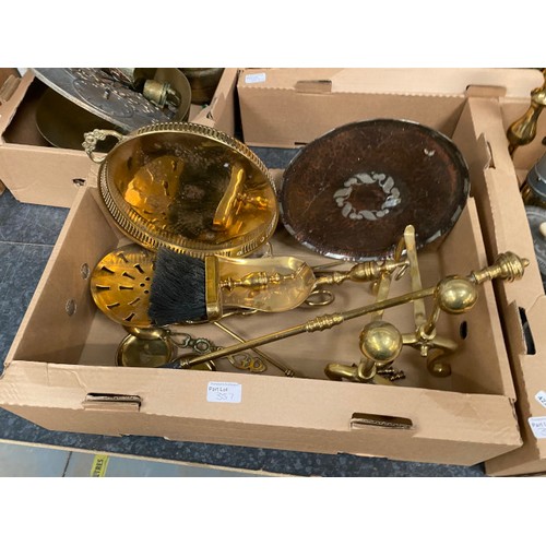 357 - 6 good boxes of metal wares including silver plated goblets, chaffing dishes, pewter tankards, brass... 