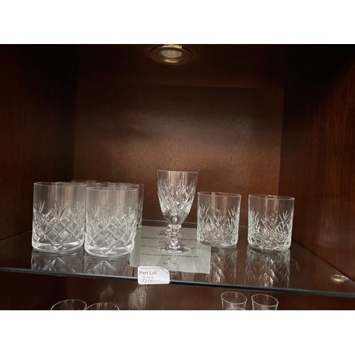 372 - Selection of cut glasses including tumblers, red wine glasses, champagne flutes etc