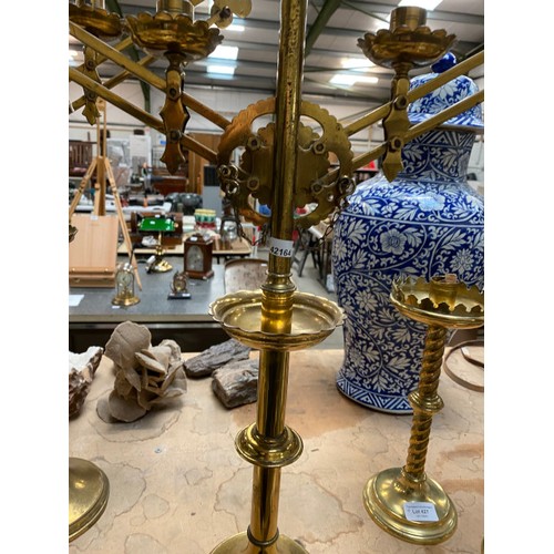 426 - Pair of Victorian brass ecclesiastical adjustable alter candlesticks 58H