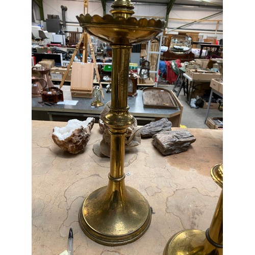 426 - Pair of Victorian brass ecclesiastical adjustable alter candlesticks 58H