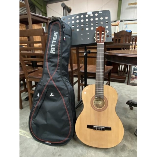 Hohner Model No: HC06, Serial No: W11509 guitar with Ritter guitar bag & music stand