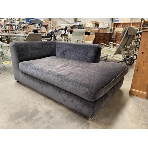 132 - Grey chenille contemporary day bed 66H 160W 105D