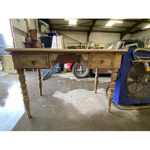 157 - Distressed  pine dressing table with 2 drawers 78H 112W 63D