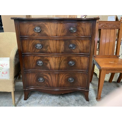 180 - George lll style serpentine mahogany chest of drawers 92H 81W 46D