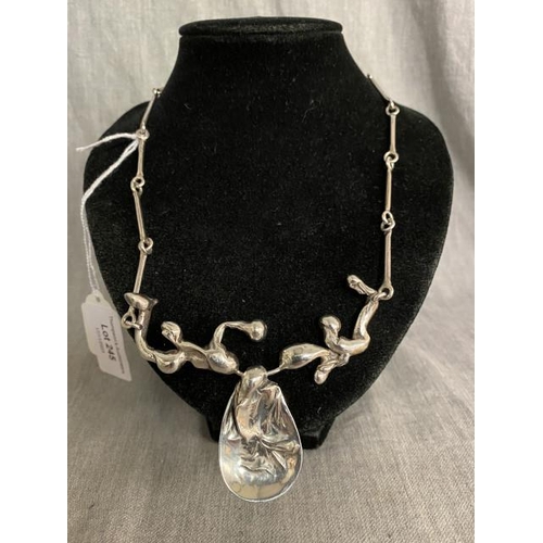 245 - Modernist 1960's/70's silver necklace (unmarked)