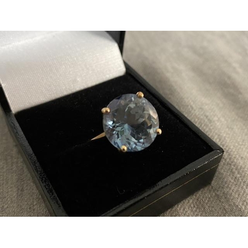 270 - 9ct gold blue topaz set ring (size Q 1/2)