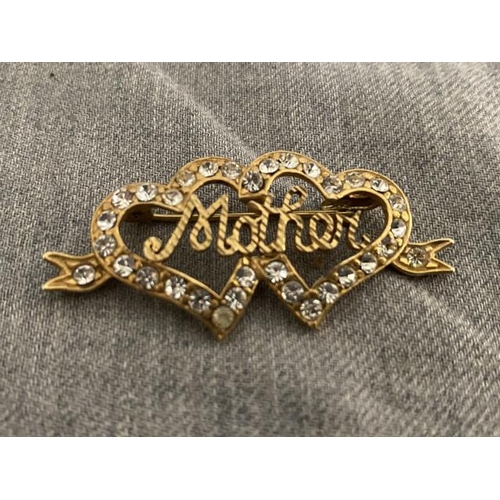 272 - Vintage gilt metal sweetheart 'Mother' brooch (stamped 'Metal')