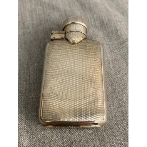 280 - Miniature solid silver hip flask 68g 8.5x4.5cm (engraved to base J.C. Vickery Bournemouth