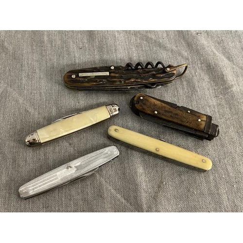 281 - 5 pocket knives inc. Bonsa, Clegg, Richards etc.