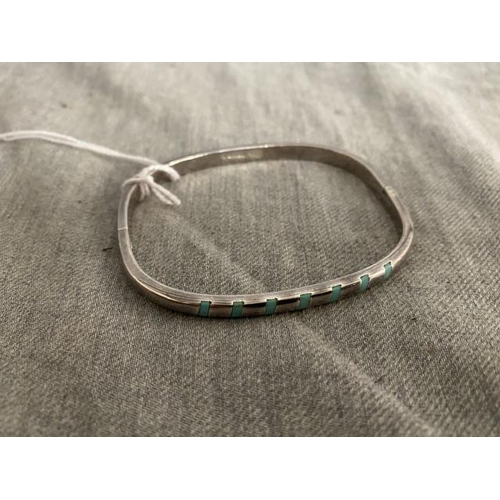 301 - Turquoise set Mexican silver bangle