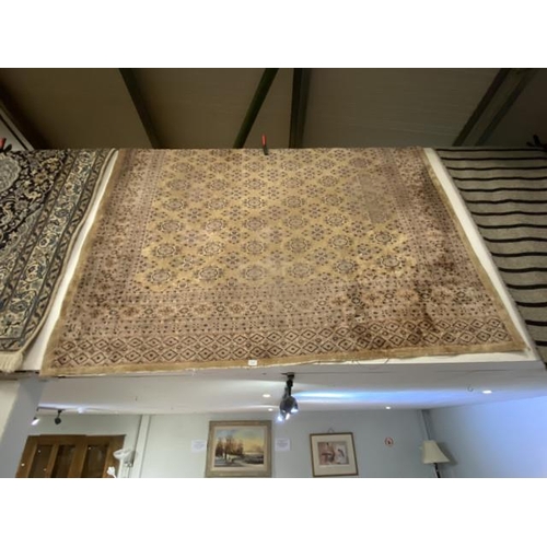 31 - Silk and wool rug from Singapore 218 x 325cm (please note wear to the rug)