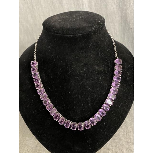 332 - Amethyst set 925 silver necklace