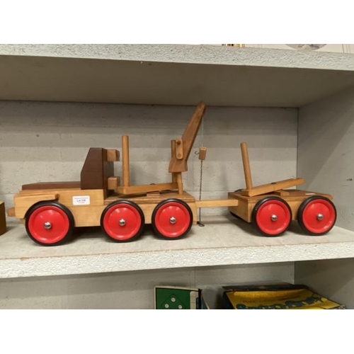 339 - Handmade wooden children's wagon and trailer