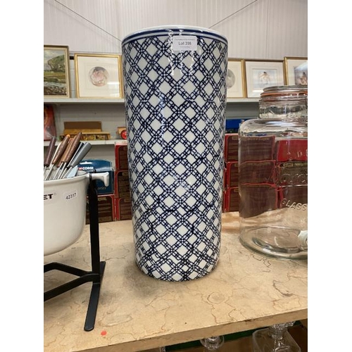 398 - Blue & white ceramic umbrella stand 44H