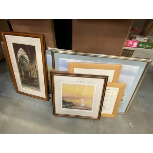 421 - Assorted framed pictures and prints including Winnie The Pooh, pencil signed Neil Hopkins print etc