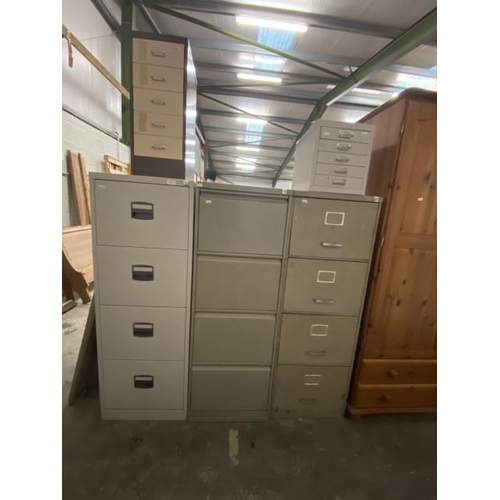 6 - Three 4 drawer filing cabinets 132H 46W 63D and two others. (no keys)