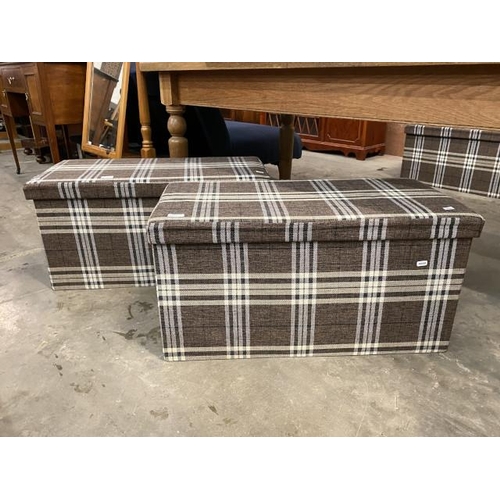 61 - Pair of tartan storage ottomans 70H 73W 37D