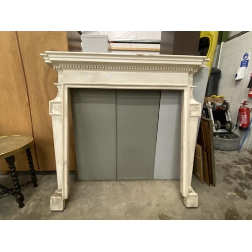 63 - Painted pine fire surround (as found) 138H 148W 18D