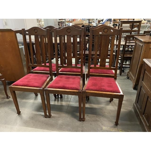 73 - 6 Arts & Crafts (Goodalls, Manchester) oak dining chairs 45W