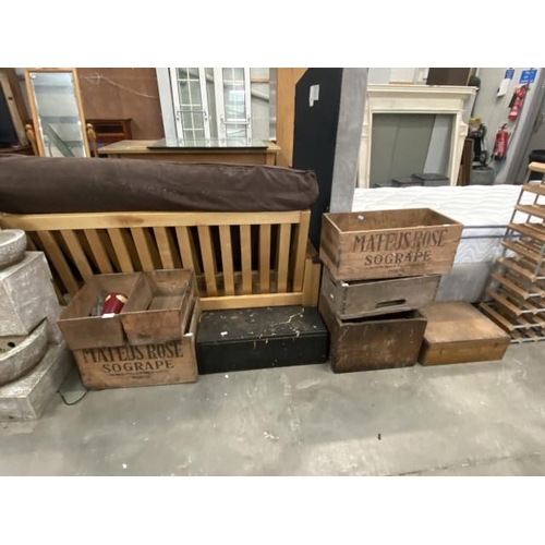 84 - Assorted vintage crates including Mateus Rose, Cantrell Cochrane etc (signs of worm to some)