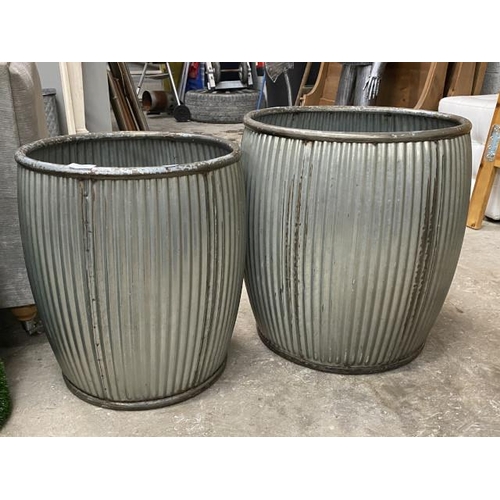 87 - 2 reproduction galvanized Dolly tubs 47H x 41cm diameter and 52H x 47cm diameter