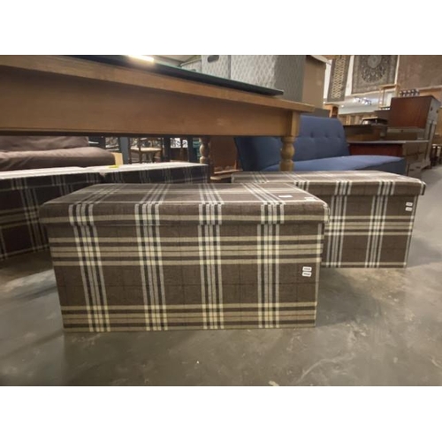 9 - Pair of tartan storage ottomans 70H 73W 37D