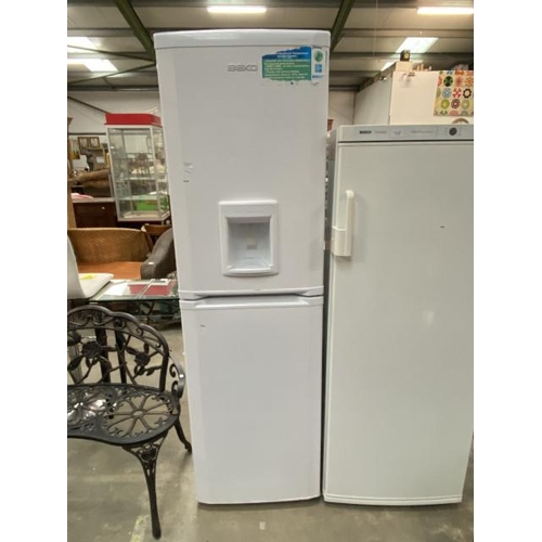 97 - BEKO fridge freezer with water dispenser 183H 54W 55D