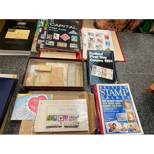 196 - Large collection of first day covers, stamp albums, loose stamps, stamp & FDC collectors books etc. ... 