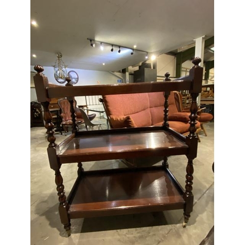 107 - Mahogany 3 tier trolley 116H 91W 46D