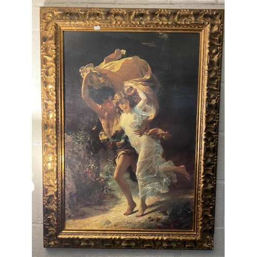 108 - Good quality framed oleograph “The Storm” by Pierre Auguste Cot (French 1837-1883) 112 x 62cm