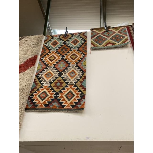 119 - Chobi Kilim runner 150cm x 63cm & Chobi Kilim 47cm x 49cm