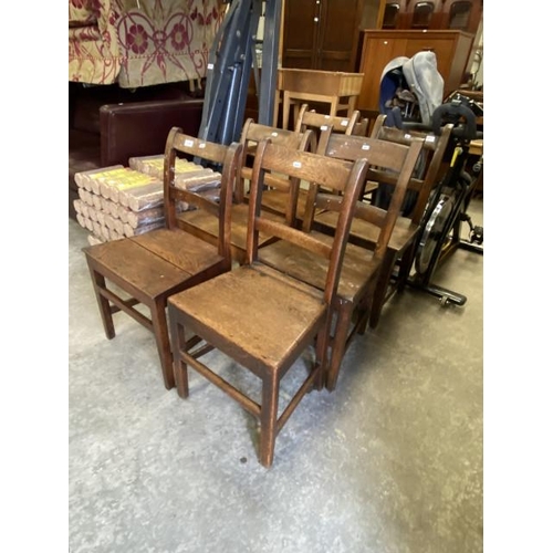 161 - 6 assorted Georgian oak dining chairs 47W