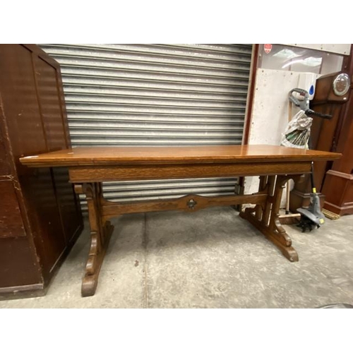 164 - Arts & Crafts oak refectory table 75H 168W 68D